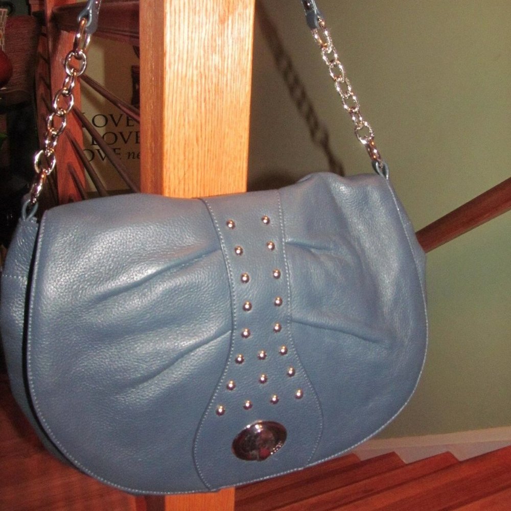 Bodhi Large Navy Blue Leather Hobo Shoulder Bag